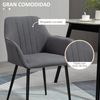 Pack 2 Sillas De Comedor De Lino, Metal Homcom 59,5x56,5x81 Cm Gris