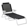 Tumbona Reclinable De Metal, Textilene 186x66x80 Cm-outsunny. Negro