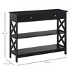 Mesa Consola Con Cajones Estantes De Mdf Homcom 100x30,5x80cm-negro