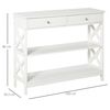 Mesa Consola Con Cajones Estantes De Mdf Homcom 100x30,5x80cm-blanco