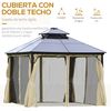 Cenador De Aluminio Y Poliéster 3x3x2,95 M-outsunny. Beige Negro