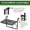 Mesa Colgante Balcón Ajustable De Metal 60x56,5x45 Cm-outsunny. Negro