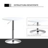 Mesa De Bar Altura Ajustable De Metal, Mdf Homcom Ø60x69-93cm-blanco