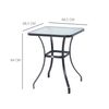 Mesa Auxiliar De Metal Cristal Templado 68,5x68,5x84cm-outsunny.negro