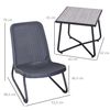 Conjunto Mesa + 2 Sillas De Metal Vidrio Templado Pp - Outsunny. Gris