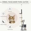 Árbol Para Gato De Aglomerado De Madera Felpa 60x40x270cm-pawhut.gris