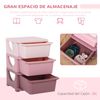 Torre De Almacenaje Infantil 3 Cajones Gran Almacenaje Rosa Homcom