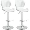 2 Taburetes De Bar De Pu Metal Espuma Homcom 47x51,5x113,5 Cm-blanco