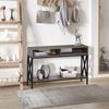 Mesa De Consola De Melamina Metal Homcom 120x23,5x75 Cm-gris Veteado