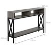 Mesa De Consola De Melamina Metal Homcom 120x23,5x75 Cm-gris Veteado