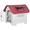 Caseta De Perros Con Respiraderos De Pp 72x87x75cm-pawhut. Gris Rojo