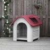 Caseta De Perros Con Respiraderos De Pp 72x87x75cm-pawhut. Gris Rojo