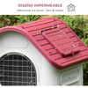 Caseta De Perros Con Respiraderos De Pp 72x87x75cm-pawhut. Gris Rojo