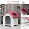 Caseta De Perros Con Respiraderos De Pp 72x87x75cm-pawhut. Gris Rojo