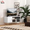 Mueble De Tv De Aglomerado De Madera Homcom 120x40x55 Cm-blanco