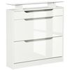 Zapatero De Aglomerado De Madera Vidrio Mdf Homcom 89x23x96cm-blanco