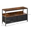 Mueble De Tv De Lino Metal Mdf Homcom 98x29x56cm-marrón Rústico Negro