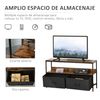 Mueble De Tv De Lino Metal Mdf Homcom 98x29x56cm-marrón Rústico Negro