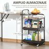 Carro De Cocina De Melamina Metal Homcom 118x36,5x82cm-marrón Rústico