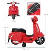 Moto Eléctrica Vespa Para Niños 18-36 Meses Faro Bocina Rojo Homcom