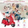 Moto Eléctrica Vespa Para Niños 18-36 Meses Faro Bocina Rojo Homcom