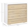 Cómoda De Aglomerado De Madera Homcom 76x35x72 Cm-blanco Y Roble