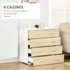 Cómoda De Aglomerado De Madera Homcom 76x35x72 Cm-blanco Y Roble