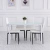 Set 4 Sillas De Comedor De Espuma Metal Lino Homcom 41x50x97cm-blanco