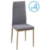 Pack 4 Sillas Salon Comedor Color Gris Estilo Moderno Estructura Metal Efecto Madera 98x42x48 Cm