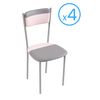 Pack 4 Sillas Cocina Poliuretano Miroytengo 89x43x45 Cm - Rosa Y Gris