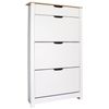 Zapatero Blanco 3 Trampones Y 1 Cajón Alto Tivoli Mueble Recibidor Pasillo 140x78x24 Cm