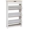 Zapatero Blanco 3 Trampones Y 1 Cajón Alto Tivoli Mueble Recibidor Pasillo 140x78x24 Cm