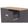 Buffet Bajo Cocina Asfeld Gris Grafito 2 Puertas 2 Cajones Almacenaje Mueble Auxiliar 90x80x40 Cm