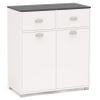 Buffet Bajo Asfeld Blanco 2 Puertas 2 Cajones Cocina Almacenaje Estilo Moderno Mueble 90x80x40 Cm