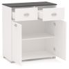 Buffet Bajo Asfeld Blanco 2 Puertas 2 Cajones Cocina Almacenaje Estilo Moderno Mueble 90x80x40 Cm