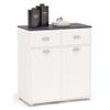 Buffet Bajo Asfeld Blanco 2 Puertas 2 Cajones Cocina Almacenaje Estilo Moderno Mueble 90x80x40 Cm