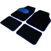 Alfombrillas De Moqueta Universales Para Coche, Talonera Estriada, Lavable, Delanteras 63x44 Cm, Traseras 30x42 Cm, Negro Y Azul