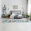 Flooralia - Alfombra Vinilica Patchwork, 250x64cm, Blanco-azul