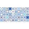 Flooralia - Alfombra Vinilica Patchwork, 120x48cm, Blanco-azul