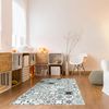 Flooralia - Alfombra Vinilica Patchwork, 143x97cm, Blanco-gris