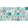 Flooralia - Alfombra Vinilica Patchwork, 143x97cm, Blanco-gris-azul