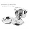 Fiambrera Metalica De Acero Inoxidable Con 2 Platos Ø 16 Cm. Lunch Box, Fiambrera Metalica, Porta Alimentos Metalico,