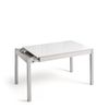 Mesa Extensible De Cristal Blanco Óptico Atenas, Patas Aluminio 120 - 180 Cm (ancho) X 76 Cm (alto) X 80 Cm (fondo)