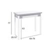 Mesa De Cocina Con Cajón En Cristal Blanco Óptico Apertura Tipo Giratoria Tipo Libro, Patas Blancas 90 Cm (ancho) X 77 Cm (alto) X 45 - 90 Cm (fondo)