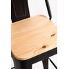 Pack 4 Taburetes Torix Respaldo Madera Natural De Acero Reforzado,madera 95*41*41 Cm - Negro