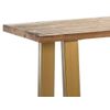 Consola De Madera Maciza Clara Con Patas De Metal Dorado 160 Cm