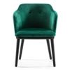 Silla Con Reposabrazos De Terciopelo Verde Y Patas De Madera Maciza Negra Caleido