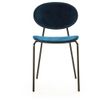 Silla De Comedor Lyam De Terciopelo Azul Con Patas De Metal Negro