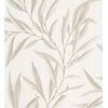 Papel Pintado Vinílico Lavable De Hojas Alargadas Gris Claro Con Relieve - Valley Leaves 127662 De Gaulan - Rollo De 10 M X 0,53 M