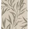 Papel Pintado Vinílico Lavable De Hojas Alargadas Beige Y Marrón Con Relieve - Valley Leaves 127664 De Gaulan - Rollo De 10 M X 0,53 M